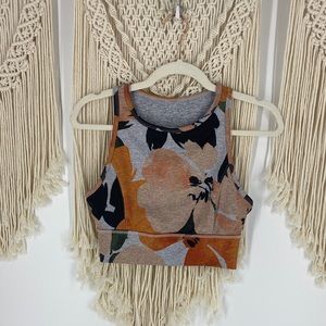 JoyLab Floral Print High Neck Sports Bra Racerback